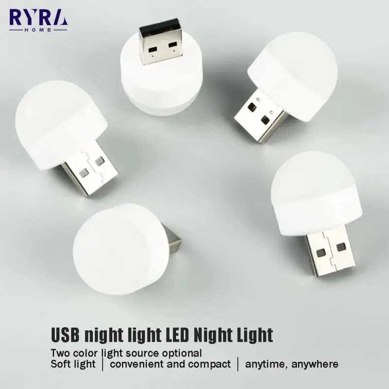 

USB-ночник, мини-светодиодный Ночной светильник, внешний аккумулятор с зарядкой от USB, маленький Ночной светильник, круглый светильник для чт...