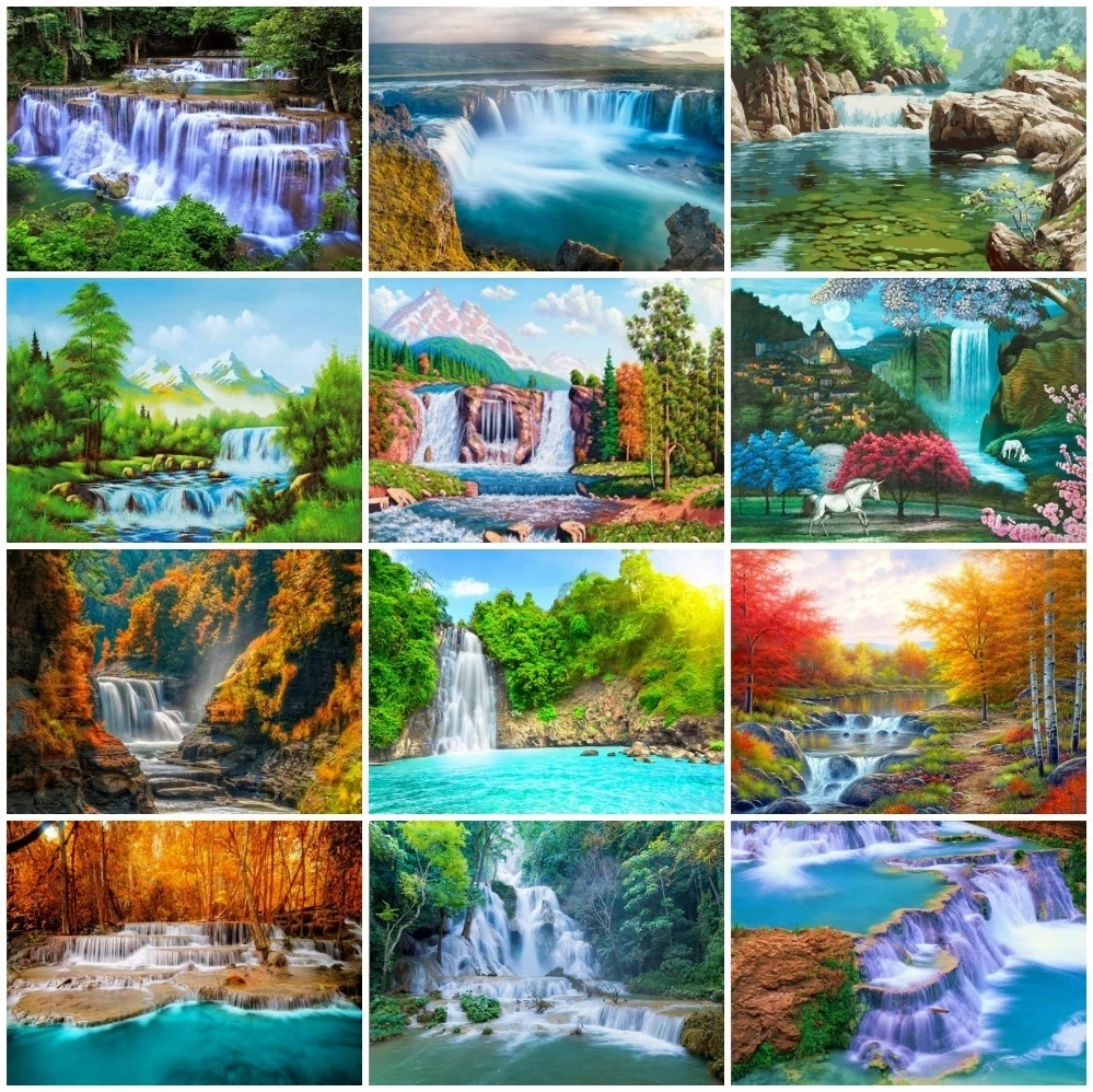 

Набор для вышивки крестиком, Набор для вышивки крестиком, пейзаж, 14 карат, металлик, АИДА, холст, «сделай сам», ручная работа, реки, водопад