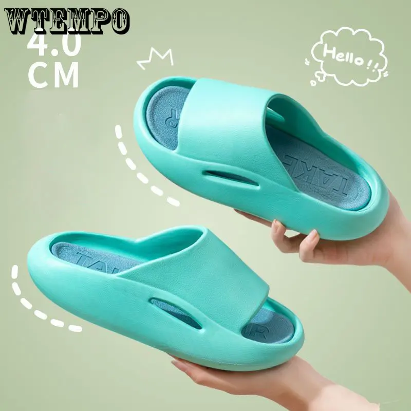 WTEMPO Women Summer Open Toe Slipper Soft Bottom Non Slip Home Shoes Thick Bottom Bathroom Outdoor Slides Wholesale Dropshipping