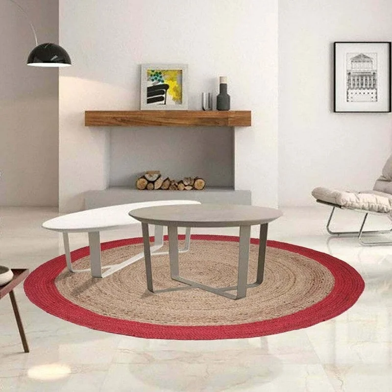 

Jute Rug Natural 100% Round Jute Reversible Rug Braided Modern Rustic Look