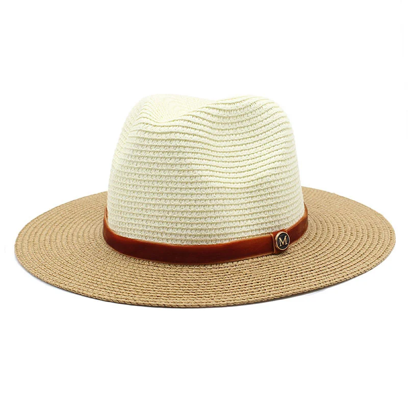 

Summer Casual Sun Hats For Men Women Fashion Letter M Jazz Straw Beach Shade Panama Hat Wholesale And Retail