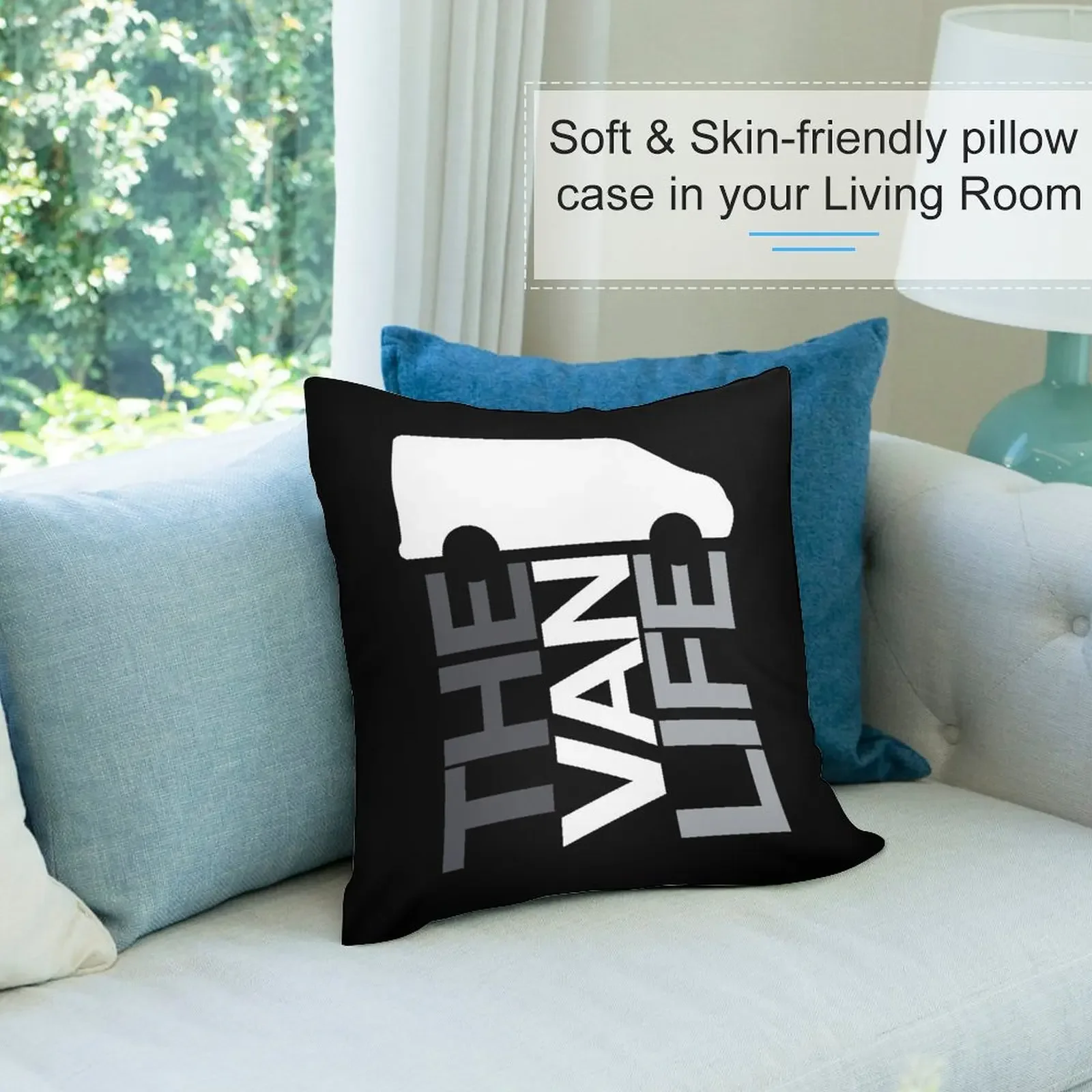 Логотип Van Life: серая декоративная подушка наволочка роскошные аксессуары для