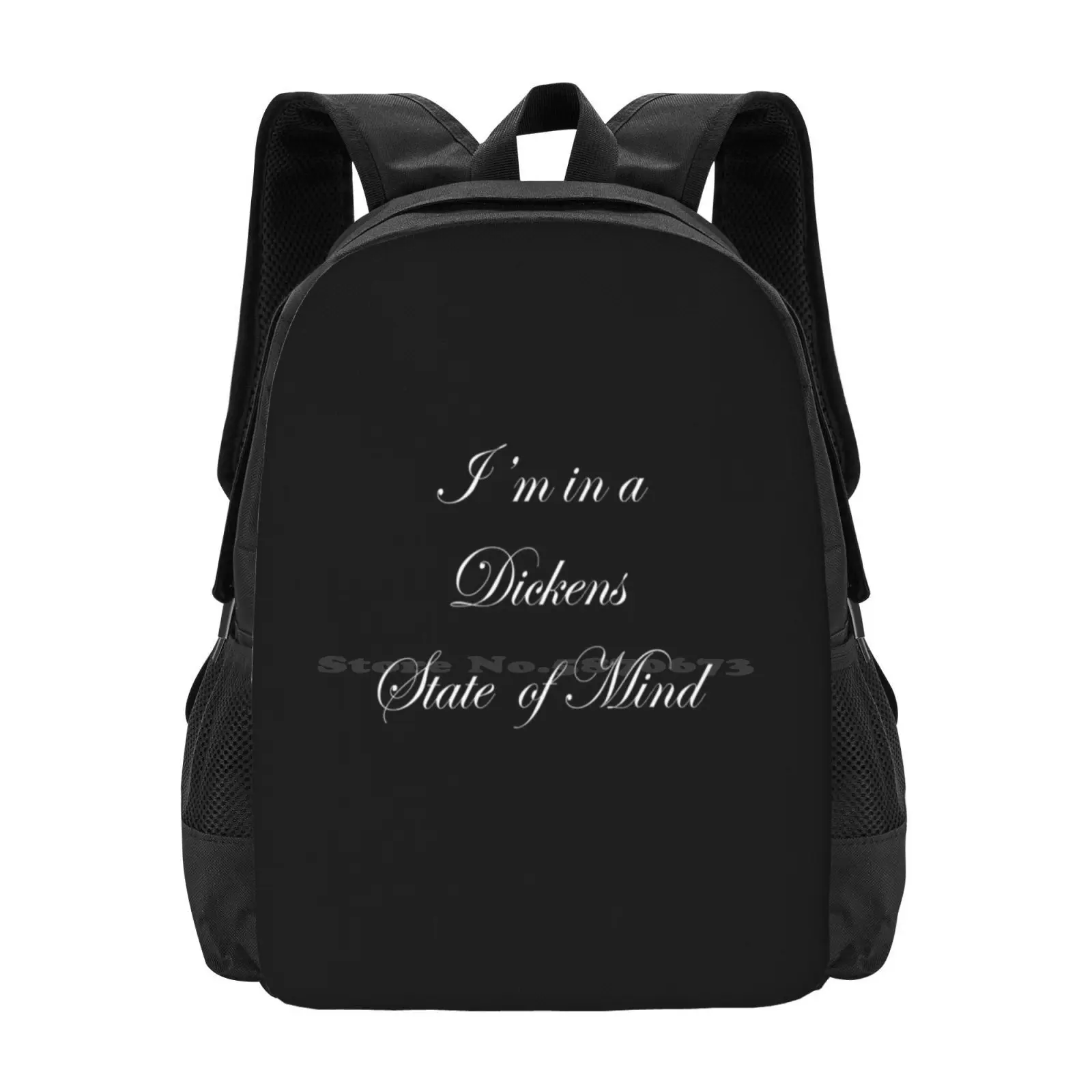 

Sassy Slogan Quote " Dickens State Of Mind " New Arrivals Unisex Bags Student Bag Backpack Sapiosexual Ideas Dickensian