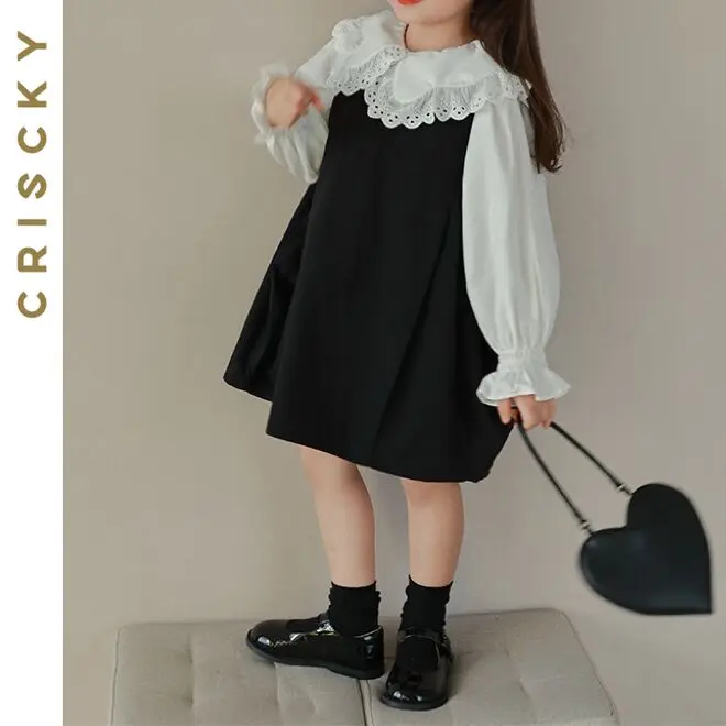 

Girls Clothing Outfit Autumn Children's Suit Kids Suits Long Sleeve Blouses Dress 2pcs 2023 Baby Girls Clothes Sets