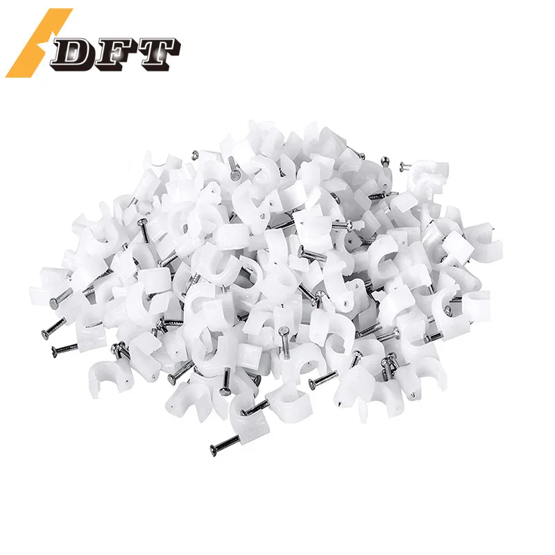 

100PCS Round Cable Wire Clips 4mm 6mm 8mm 10mm Cable Management RG6 CAT6 RJ45 Electrical Wire Cord Tie Holder Circle cable clips