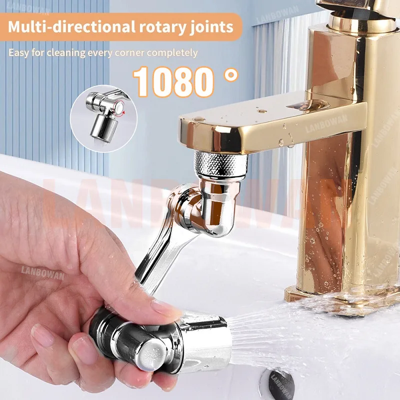 

1080° Swivel Sink Faucet Aerator Big Angle Spray Plastic Splash Filter Kitchen Washbasin Extender Tap Bubbler Nozzle Robotic Arm