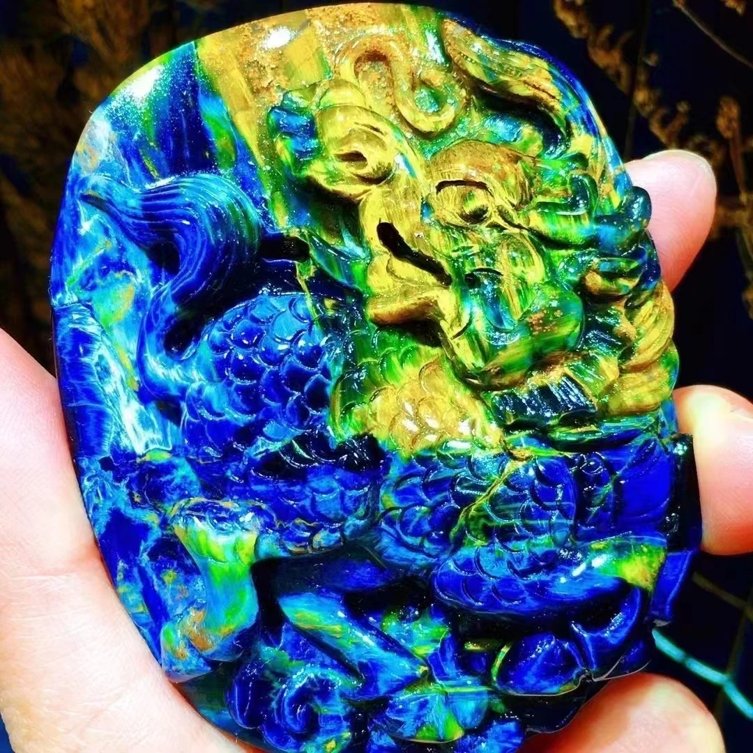 

Natural Blue Pietersite Dragon Chatoyant Pendant 73.5x59.5x22mm Namibia Women Men Cat Eye Pietersite Jewelry AAAAAA