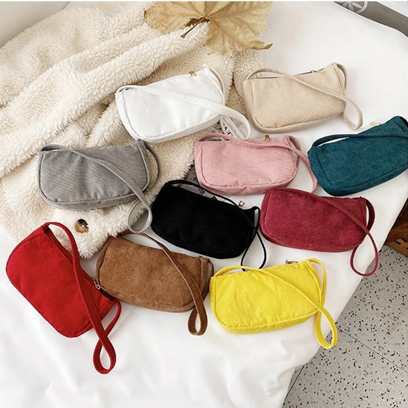 

Повседневная женская сумка, модная женская Вельветовая сумка через плечо для подмышек, Женский однотонный маленький кошелек, сумки, Дамски...