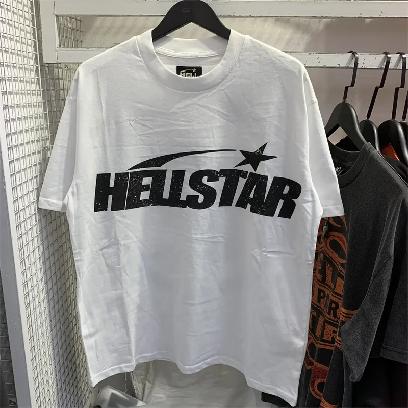 

Новый стиль 20, хлопковая Футболка Hellstar, минималистичный топ с буквенным принтом для девочек, большой Топ с коротким рукавом