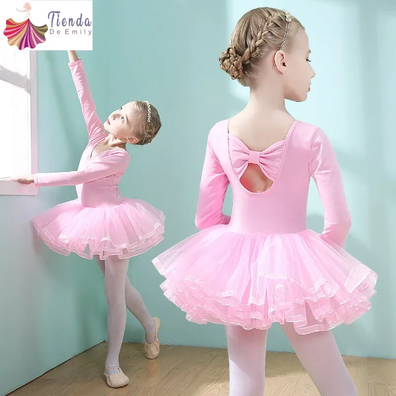 girls-ballet-dress-children's-training-skirt-kids-costume-leotard-for-gymnastics-tutu-classical-dance-clothes-short-long-sleeve