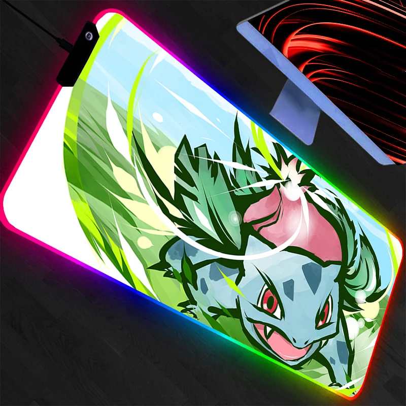 Фото Коврик для мыши Pokemon Pikachu LED, большой геймерский коврик XXL для клавиатуры, RGB-подсветка, коврик для мыши, коврик для стола, подсветка, игровой коврик для ноутбука №3