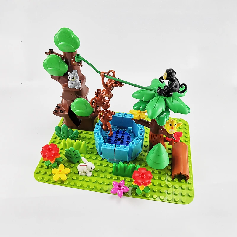Крупные строительные блоки: обезьяна рыбалка луна лес серия растений кролик