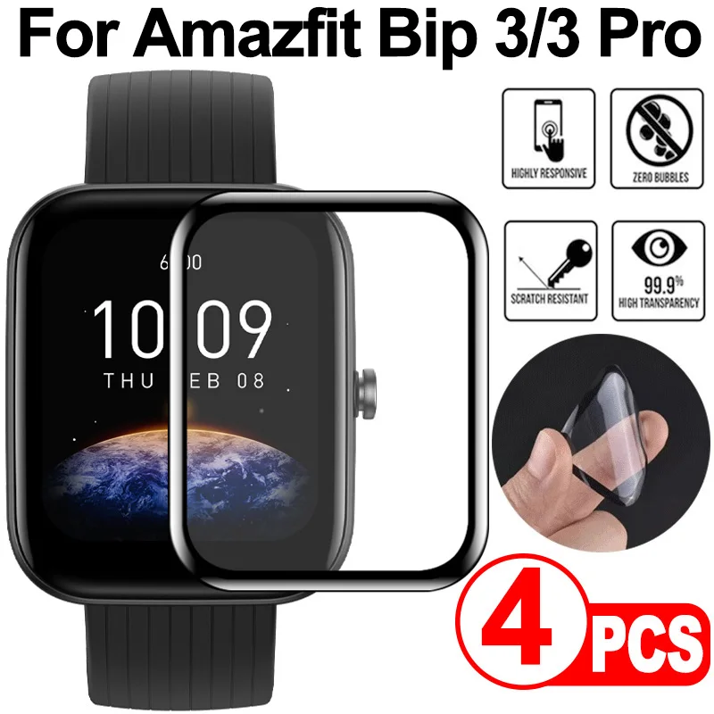 

4 шт. Защитная пленка для экрана для Amazfit Bip 3/3 Pro 3D изогнутая HD прозрачная защитная пленка для Huami Amazfit Bip 3 Pro Аксессуары