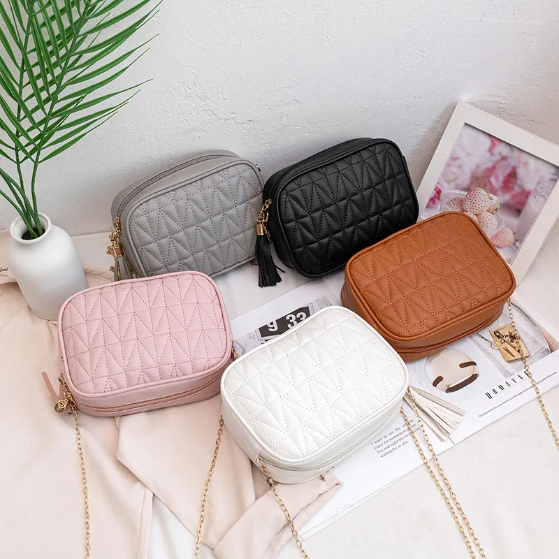 

Fashion Casual Embroidered Messenger Bags for Women Ladies Korean Fashion Chain Shoulder Bag Pu Crossbody Bags for Women