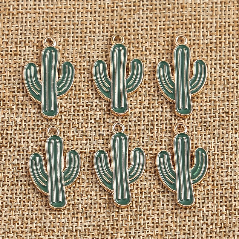 

10pcs 15x25mm Cute Enamel Plant Cactus Charms for Jewelry Making DIY Necklaces Pendants Earrings Handmade Keychains Crafts Gifts