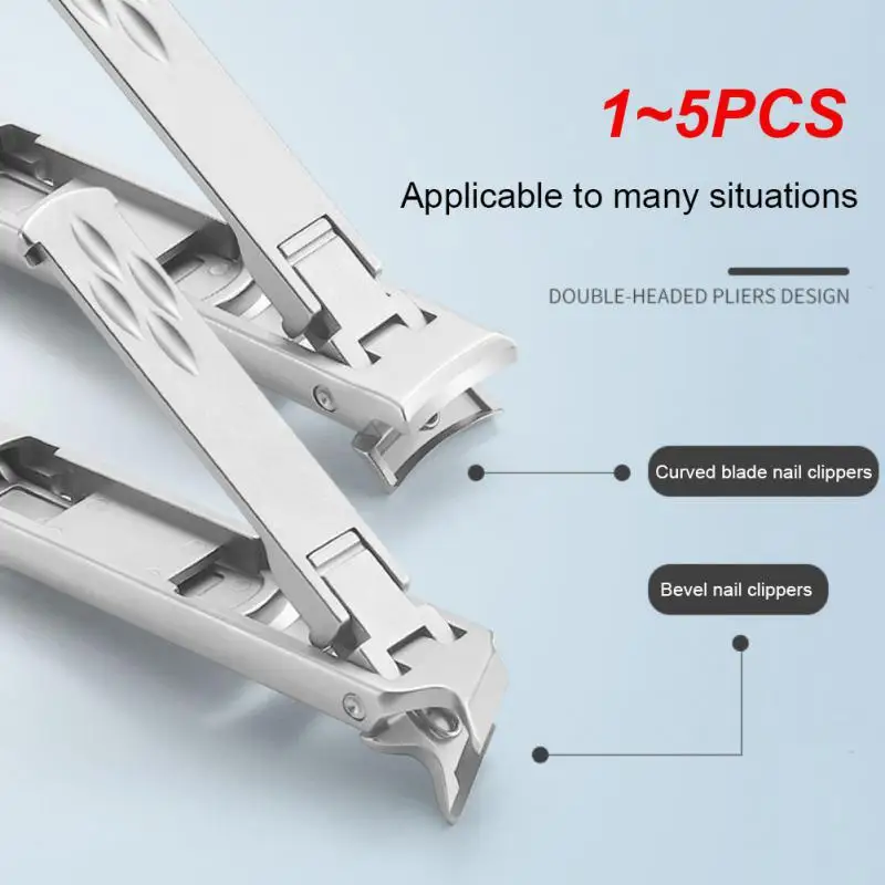 

1~5PCS Foldable Double-Ended Nail Clipper Tool Precision Trim Splash Resistant Trimmer Scissor Stainless Steel Manicure Pedicure