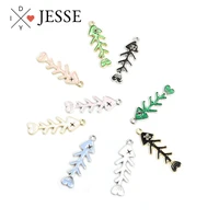 10pcs classical enamel fish bone charms pendant making diy handmade crafts accessories creative jewelry finding for girls