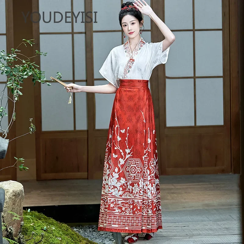 Новинка от YOUDEYISI китайский ханьфу жаккардовый вышитый женский топ с вырезом