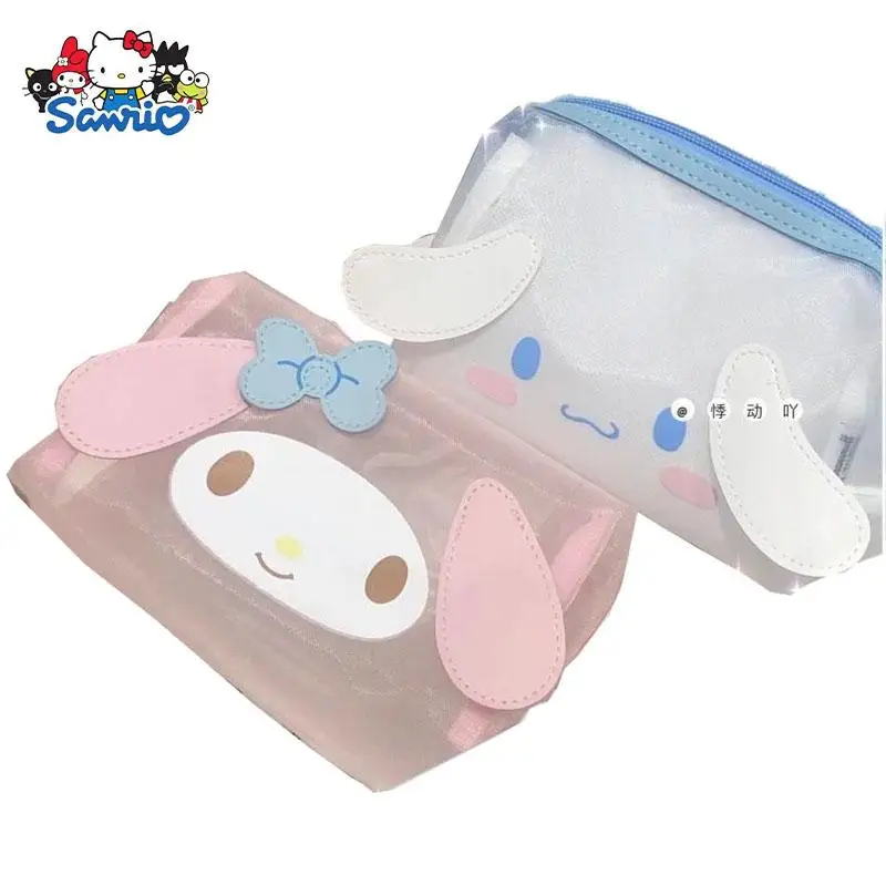

Милый мультяшный кавайный Sanrioed Cinnamoroll My Melody, высокое качество, высокая емкость, Сетчатая Сумка для хранения косметики на молнии