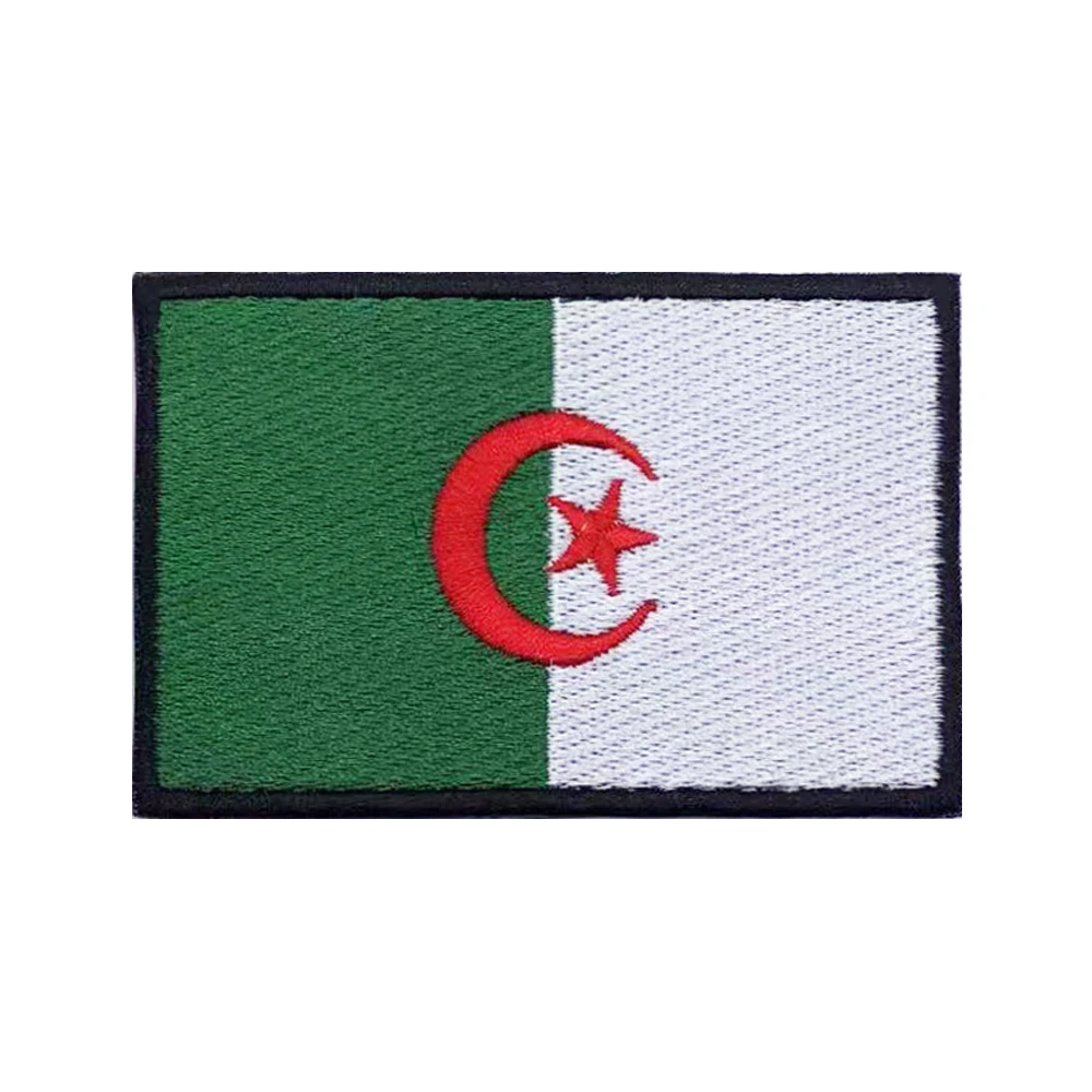 

Algerian flag Algeria Patches Armband Embroidered Patch Hook & Loop Iron On Embroidery Badge Military Stripe