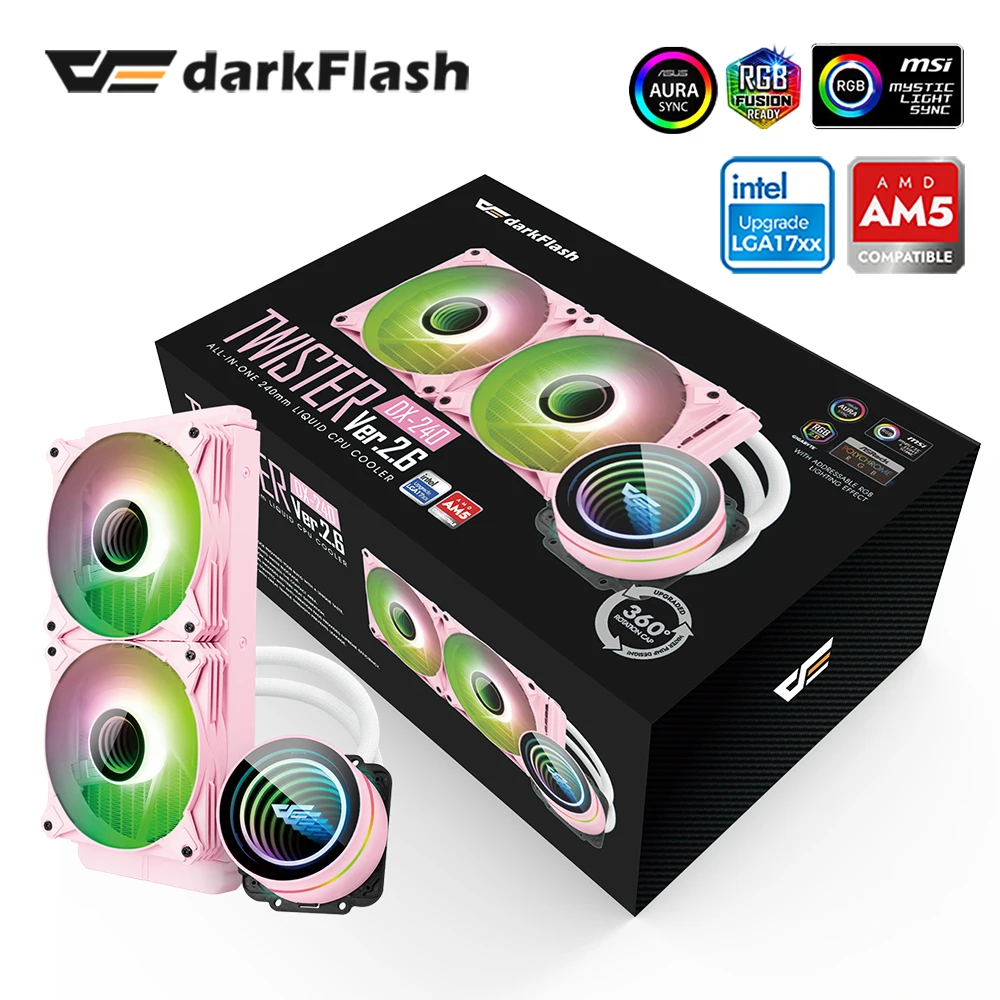 Darkflash 240 Argb Infinity Liquid CPU Cooler Space 4 Pin Pwm 3 Pin 5V Auru Sync для Intel и Amd