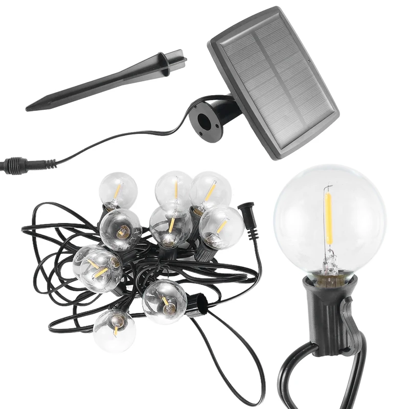 

BMDT-G40 Solar Powered 18Ft Outdoor Patio Globe String Lights Bistro Yard Decoration 10 Bulbs