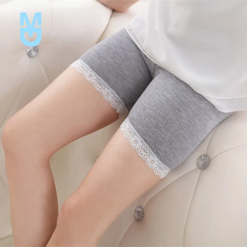 

Новинка 2022, летнее однотонное нижнее белье для девочек, мягкие эластичные хлопковые леггинсы, кружевные трусы для девочек, короткие брюки д...