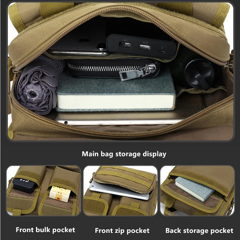 JEEP BULUO Men's Shoulder Bags Army Green Camouflage Handbags Casual Travel Large Size Cossbody Bag For Man Trend Tote