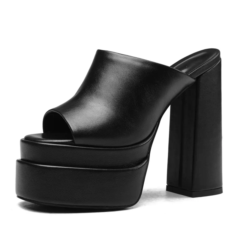 

Women Square Heel Slide Sandal Peep Toe Platform Sexy Bridal Wedding Evening Party Dress Shoe Fashion Ball Lady Sandal 10-CHC-13
