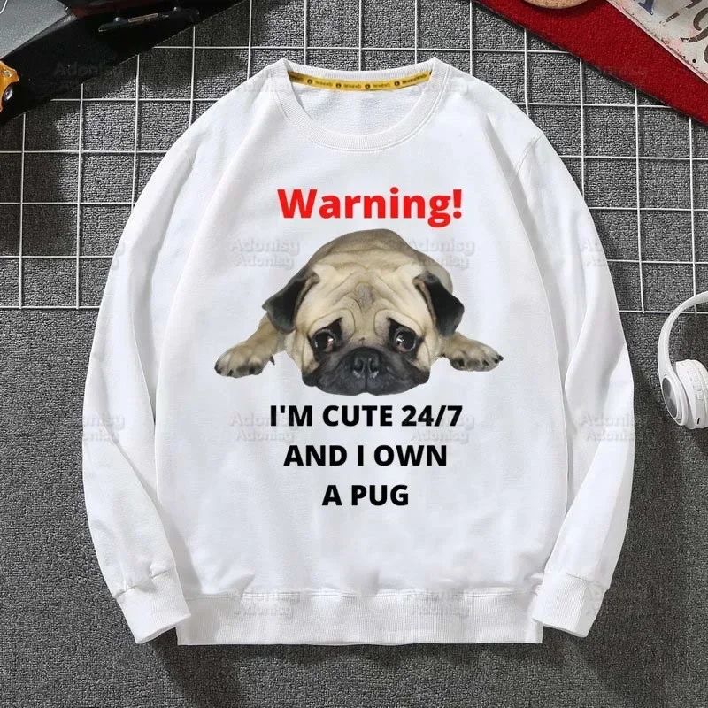 Мопс собака животные Pet мультфильм толстовки мужские женские модные белые