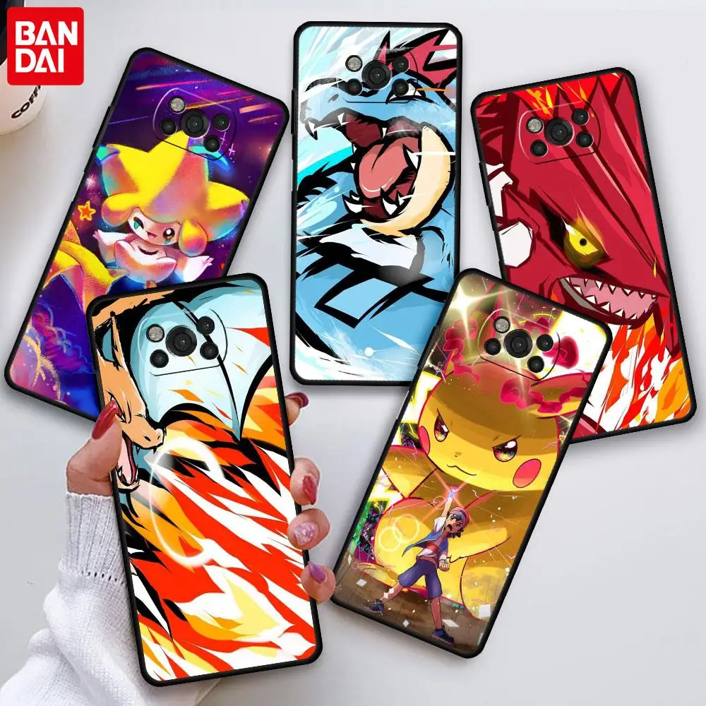 

Милый мультяшный чехол для телефона с покемоном для Xiaomi Poco X3 X4 NFC M3 F1 M4 Pro 5G F3 F4 GT, черный корпус из ТПУ, флип-чехол для телефона