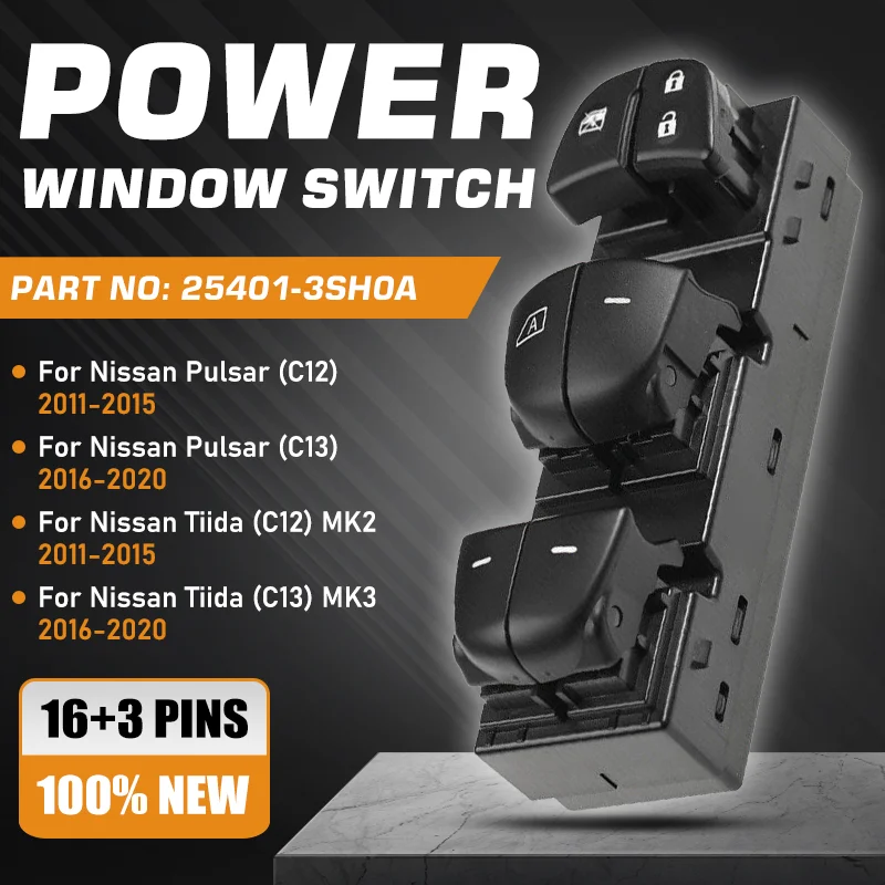 16 + 3-контактный левый автомобильный главный переключатель стеклоподъемника
