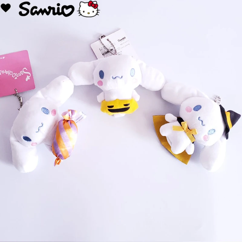 

Брелок для ключей Sanrio Cinnamoroll, плюшевый брелок с розовым бантом, облаком, куклой, сумкой и подвеской в виде мягкого животного, для детских сумо...