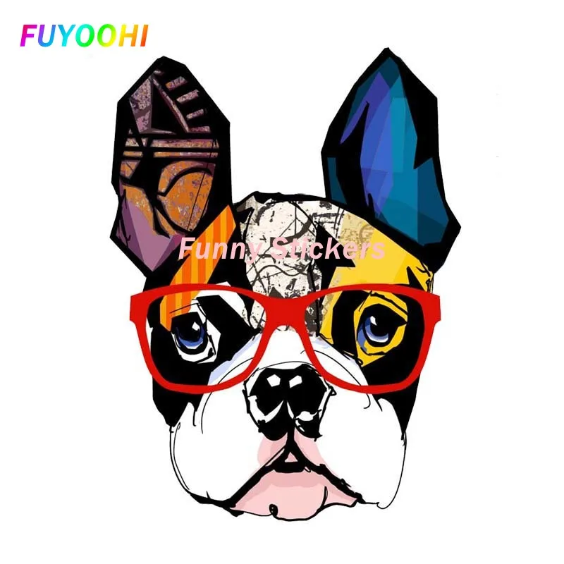 

FUYOOHI Exterior/Protection Fashion Stickers Fashion Fashion Car Sticker Hand Painted Art 3D Glasses Dog Cartoon PVC Decal