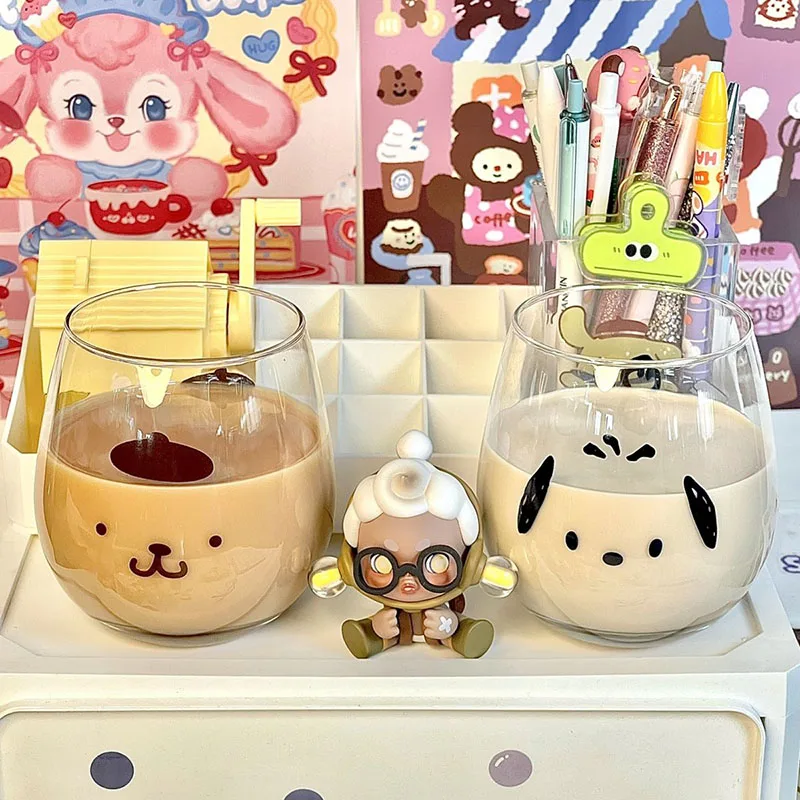 

350Ml Kawaii Sanrios Water Cup Cute Hello Kittys Cinnamoroll Pochacco Cartoon Animation Glass Cup Drink Coffee Cup Toy for Gift