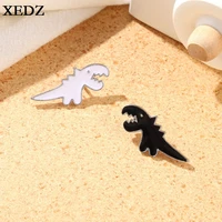 roaring dinosaur enamel pin personalized black and white dinosaur brooch denim badge fashion jewelry gifts for friends kids