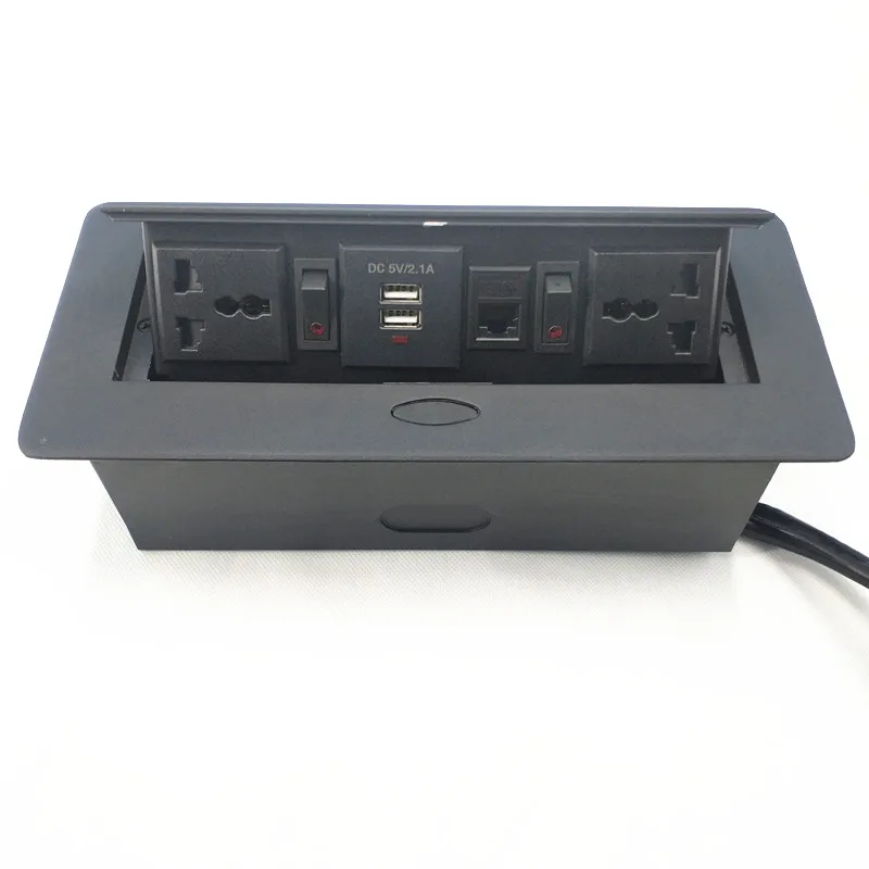 

International power outlet Table Pop up Power Date Center Connection Box with Outlet Network USB charging port for office desk