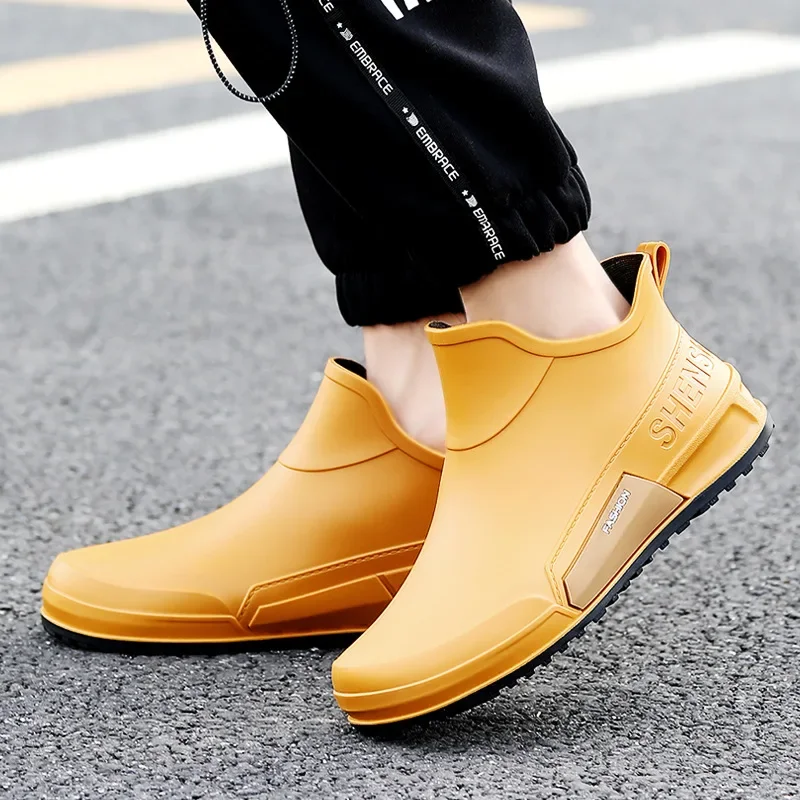 2025: мужские резиновые сапоги противоскользящие уличные повседневные съемные