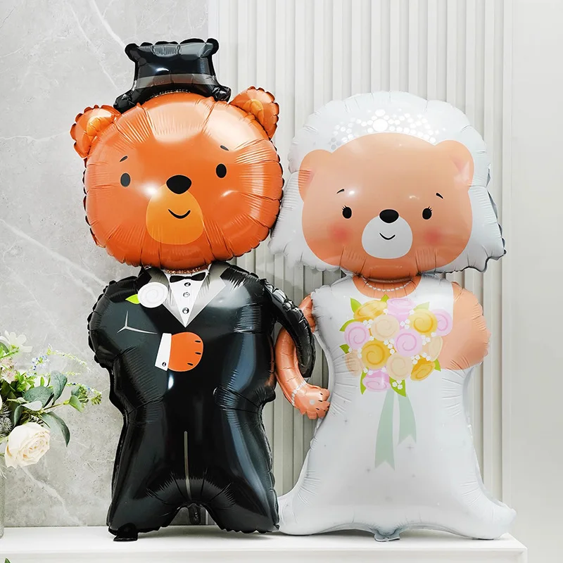 

Мультяшный медведь, жених, невеста, 3D алюминиевая пленка для фотосессии
