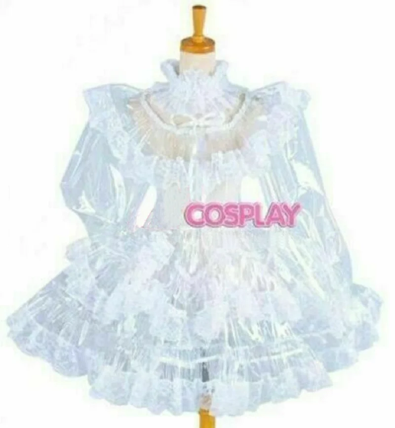 

Gothic Hot Selling Transparent Sissy Maid Organza Dress Rain Light Material Lockable Role-playing Clothes Customization