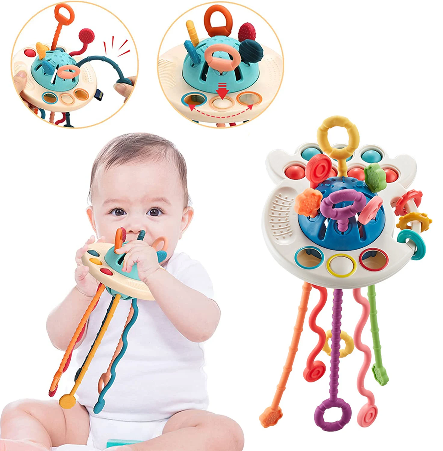 

Montessori Development Teething Sensory Toys 1 2 Year Silicone Pull String Interactive Educational Toy For Baby 6 12 Months