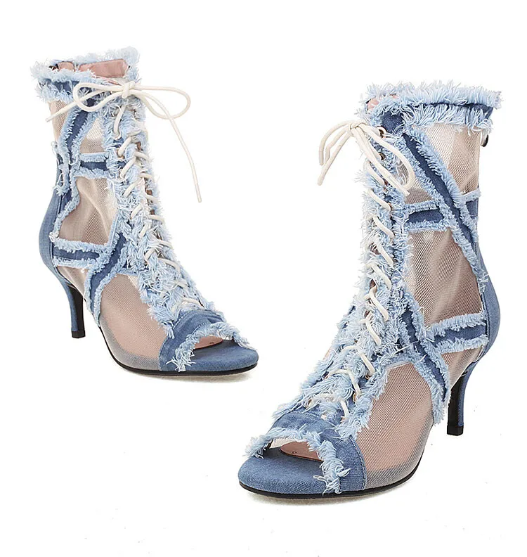 

Big Size Denim sandals high heels sandals women shoes woman summer ladies