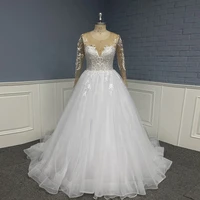 luxury lace long sleeve plus size breathable custom made ball gown bridal gowns wedding dresses