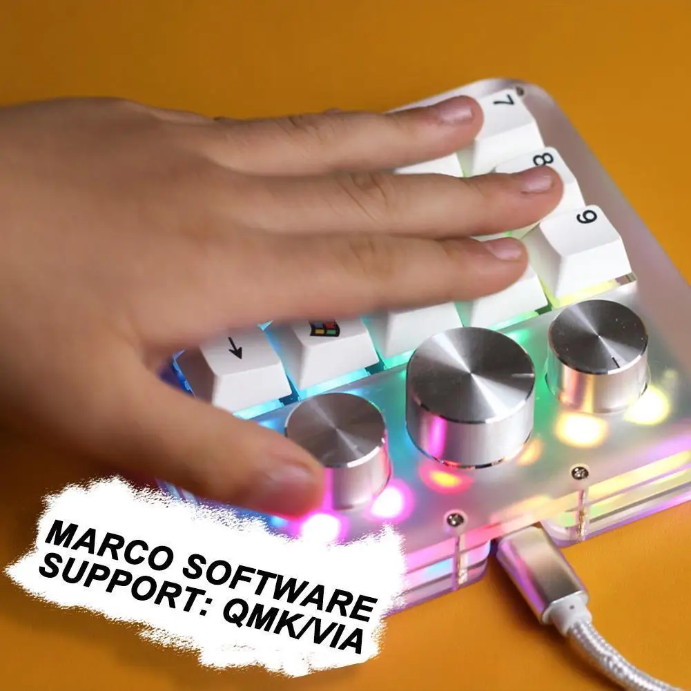 

Ручка механической клавиатуры 15key + 3 Ручка механическая клавиатура Vinci Da Kepad Macropad Swap/популярный дизайнер для одной руки Y9n9