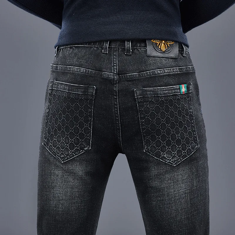 

Fashion Branded Spring Summer Men's Jeans Youth Personality Embroidery Slim Fit Denim Pants Male Stretch Cotton Cowboys Trousers