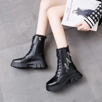 2021 women winter platform lace up ankle boots ladies original design fashion zip booties female new comfortable casual shoes