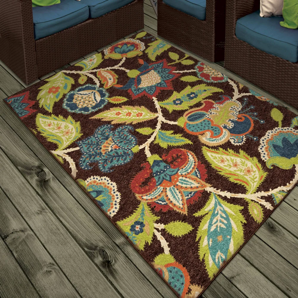 

Orian Rug 5' x 7' Brown Floral Outdoor Rug