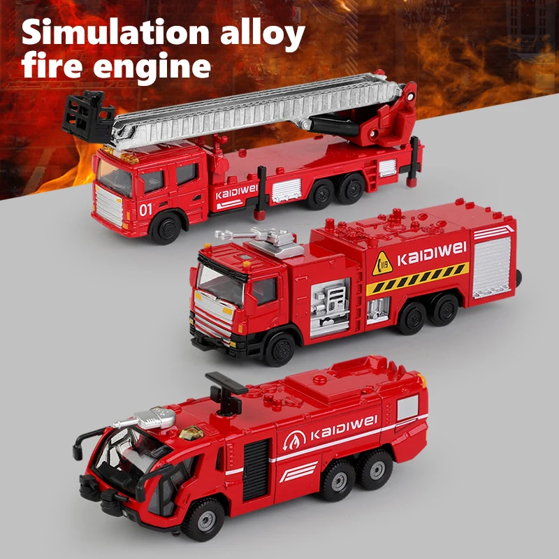 

Kaidiwei 3In1 Cars Trucks Set 1/72 Diecast Simulation Alloy Fire Truck Toy Sliding Trucks Car Kids Toy Gift Fot Children