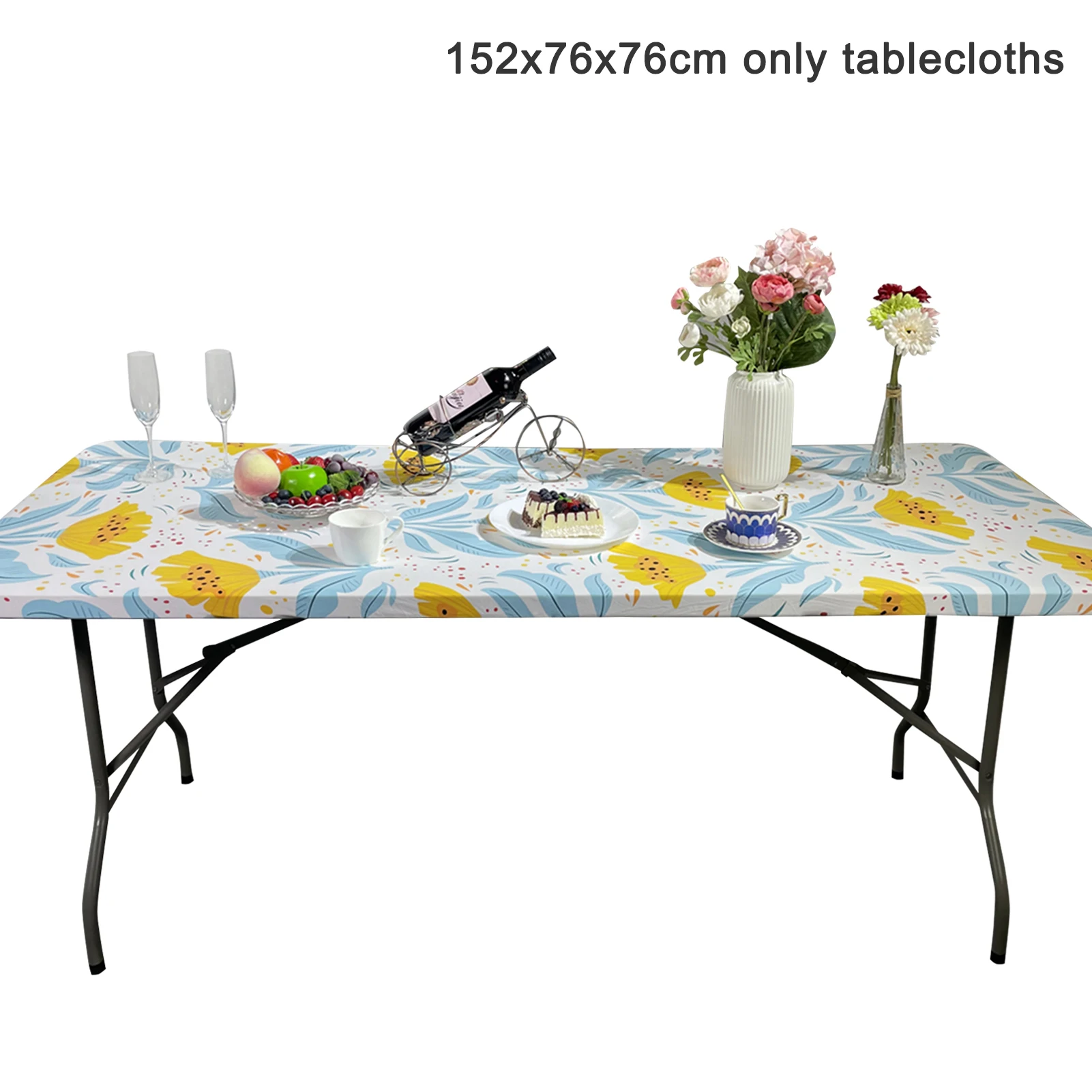 

Dinning Dirt Resistant Picnic Home Waterproof Spillproof Kitchen Buffet Parties Elastic Edge Rectangle Tablecloth Decoration