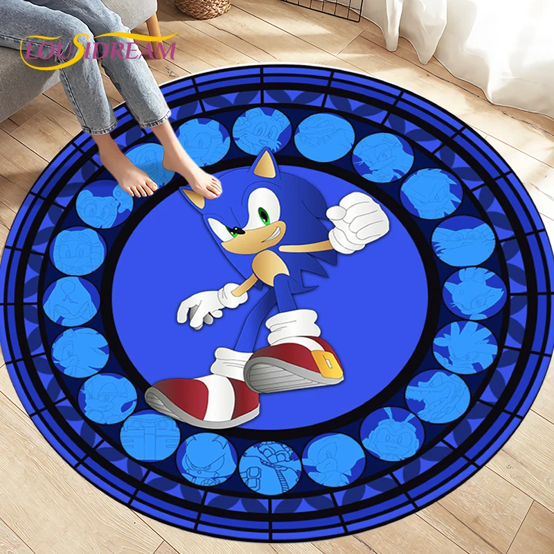 

Cartoon Sonic Area Rug Large Round Carpets Rug for Living Room Children's Room Decoration,Kids Play Crawling Non-slip Floor Mats